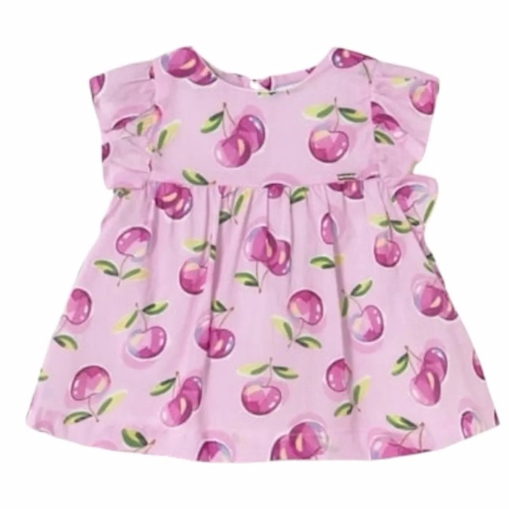 Mayoral Girl Cherry Flutter Sleeve Blouse 100% cotton Size 18M